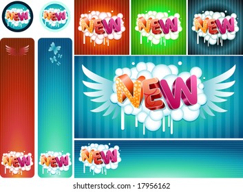 banner and sticker set. Easy editable. all elements are layered separately in vector file.
