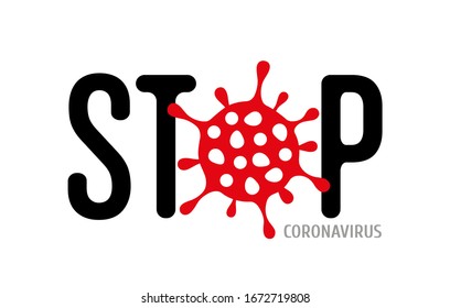 banner, stop coronovirus and virus symbol on a white background. isolated object. Stop sign 