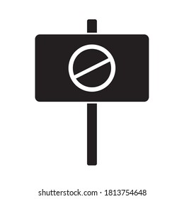 banner with stop signal silhouette style icon vector illustration design