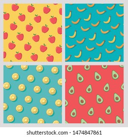 banner strawberries avocados bananas and oranges background vector illustration
