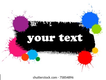 banner with stroke of the paint brush and colored blots