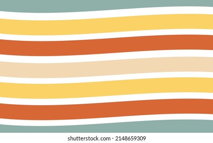 Banner in the style of 1970s good vibes. The waves and lines are multicolored. Vector psychedelic fun element for design. Use for printing, wallpaper, packaging, background.