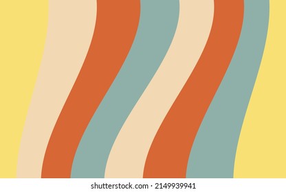 Banner in the style of 1970s good vibes. The waves and lines are multicolored. Vector psychedelic fun element for design. Use for printing, wallpaper, packaging, background.