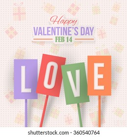 Banner Style Love Text, Valentine's Day Background, Greeting Card