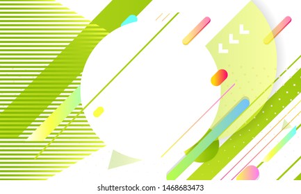 Banner summer ecology poster triangle vector futuristic light minimal geometric hipster white background. Green and yellow lines and points natural