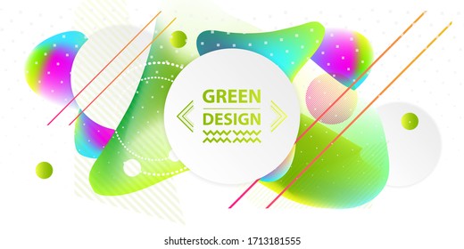 Banner summer ecology white background poster triangle vector futuristic light minimal geometric. Green and yellow lines and points