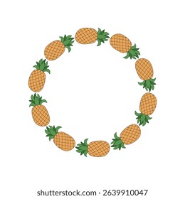 Banner, summer. Pineapple drawing, doodle illustration. Food, fruit. Hand drawn. Summer design. Vector background for poster, postcard, banner, coupon.