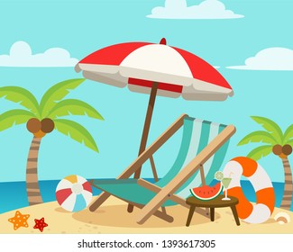 Banner Summer Poster On Beachillustration Background Stock Vector 