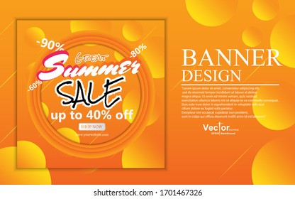 Banner for summer sale abstract gradient minimal geometric design background  template marketing online shop web advertising on internet social media