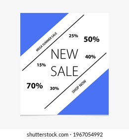 Banner for summer sale. Big sale. Blue and black. Geometric design. Vector graphics