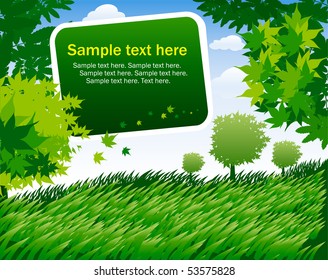 banner with summer trees and sky