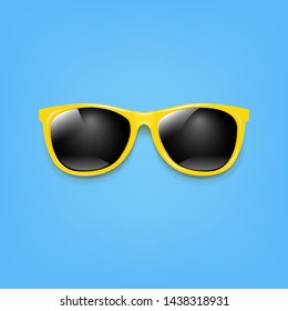 Banner Sunglasses And Blue Background With Gradient Mesh, Vector Illustration