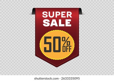 Banner of super offers and sales. On a transparent background.