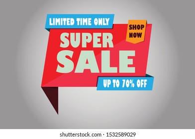 Banner Super Sale UP TO 70% Vector - EPS10