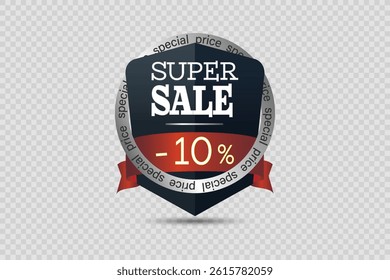 Banner super sale and discount, sticker, price tag.