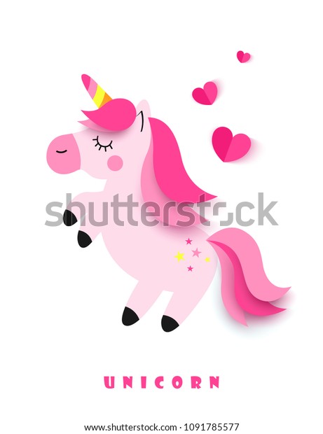 Download Banner Sweet Unicorn Hearts On White Stock Vector Royalty Free 1091785577