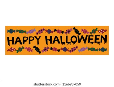 Banner with sweets.Material collection for Halloween.Autumn material collection.Halloween banner.