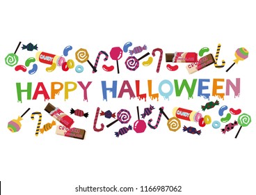 Banner with sweets.Material collection for Halloween.Autumn material collection.Halloween banner.
