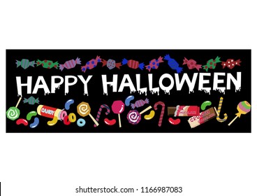 Banner with sweets.Material collection for Halloween.Autumn material collection.Halloween banner.