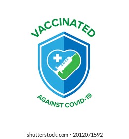 Banner symbol with text I got my covid-19 vaccine for vaccinated persons. Coronavirus vaccine campaign sticker. medical and health concepts