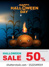 Banner Tag or Coupon Promotions Vector  Concept Halloween Big Day Sale Banner.