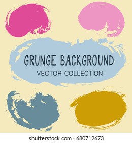 Banner, tag or label backgrounds band. Grunge brush stroke background vector collection, set of paint daub graphic design elements. 