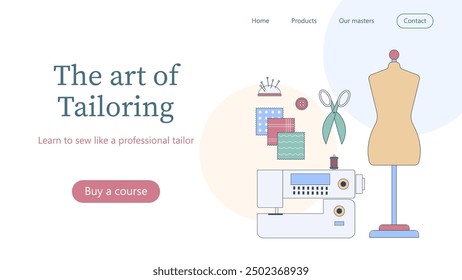 Banner for a tailors website. Vector illustration. For tailors, ateliers, sewing workshops
