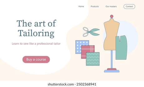 Banner for a tailors website. Vector illustration. For tailors, ateliers, sewing workshops
