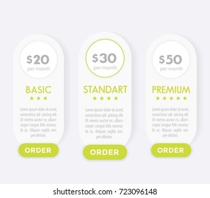 Banner for tariffs with price, vector template