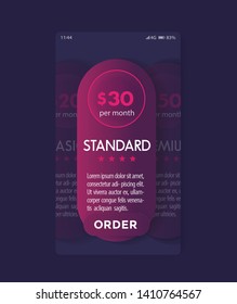 Banner for tariffs with prices, vector mobile template