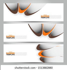 Banner template. Abstract background ad design for education, advertisement, presentation, magazine page, travel, technology or real estate mockup. Brown and orange color. Vector illustration.