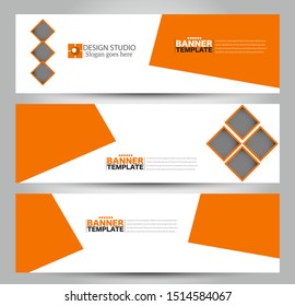 Banner template. Abstract background ad design for education, advertisement, presentation, magazine page, travel, technology or real estate mockup. Orange color. Vector illustration.