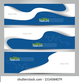 Banner template. Abstract background ad design for education, advertisement, presentation, magazine page, travel, technology or real estate mockup. Blue color. Vector illustration.