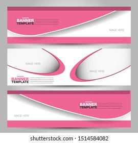 Banner template. Abstract background ad design for education, advertisement, presentation, magazine page, travel, technology or real estate mockup. Pink color. Vector illustration.