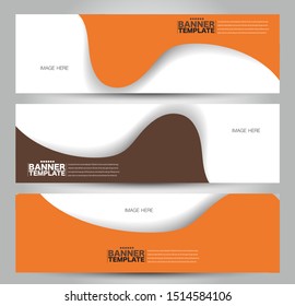 Banner template. Abstract background ad design for education, advertisement, presentation, magazine page, travel, technology or real estate mockup. Brown and orange color. Vector illustration.