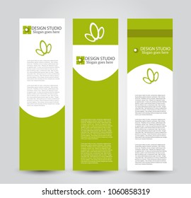 Banner template. Abstract background for design,  business, education, advertisement. Green color. Vector  illustration.