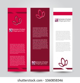 Banner template. Abstract background for design,  business, education, advertisement. Red color. Vector  illustration.