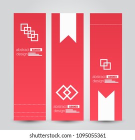 Banner template. Abstract background for design,  business, education, advertisement. Red color. Vector illustration.
