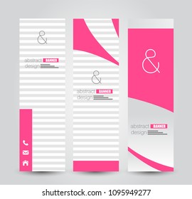 Banner template. Abstract background for design,  business, education, advertisement. Pink color. Vector illustration.
