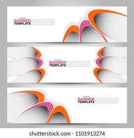 Banner template. Abstract background for design,  business, education, advertisement. Pink and orange color. Vector  illustration.