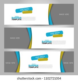 Banner template. Abstract background for design,  business, education, advertisement. Blue and yellow color. Vector  illustration.