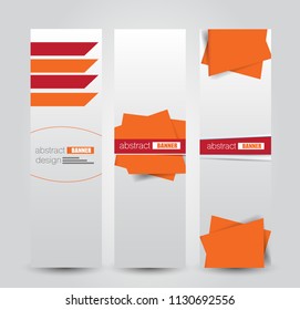 Banner template. Abstract background for design,  business, education, advertisement. Red and orange color. Vector illustration.