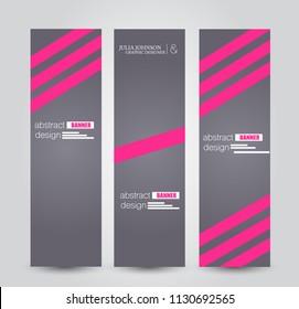 Banner template. Abstract background for design,  business, education, advertisement. Grey and pink color. Vector illustration.