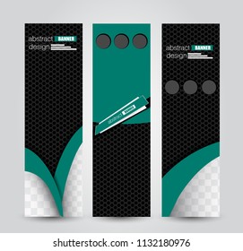 Banner template. Abstract background for design,  business, education, advertisement. Black and green color. Vector illustration.