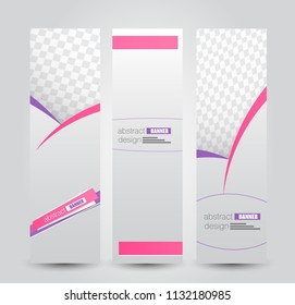 Banner template. Abstract background for design,  business, education, advertisement. Pink color. Vector illustration.