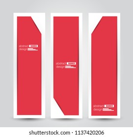 Banner template. Abstract background for design,  business, education, advertisement. Red color. Vector illustration.