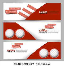 Banner template. Abstract background for design,  business, education, advertisement. Red color. Vector  illustration.