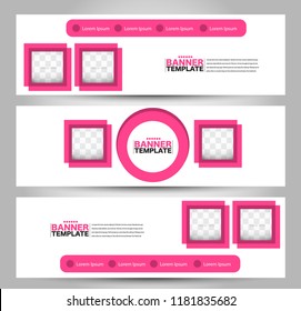 Banner template. Abstract background for design,  business, education, advertisement. Pink color. Vector  illustration.