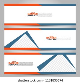 Banner template. Abstract background for design,  business, education, advertisement. Orange and blue color. Vector  illustration.