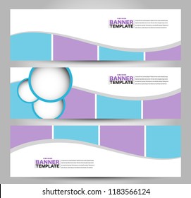 Banner template. Abstract background for design,  business, education, advertisement. Blue and purple color. Vector  illustration.